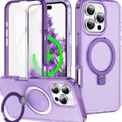 Für Apple iPhone 16 Pro Max Skin Feel MagSafe Ring 360 Grad Hülle Lila ^ Wigento Clearance