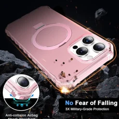 Wigento Für Apple iPhone 16 Pro Solid Color MagSafe Ring Halter Hülle Rosa