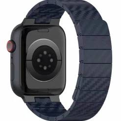Für Apple Watch SE 2023 40mm Carbonfaser Magnetisches Armband Blau ^ Wigento Best