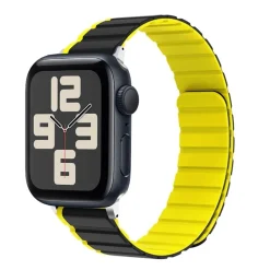 Für Apple Watch SE 2023 44mm Magnetisches Design Silikon Armband Gelb ^ Wigento Best