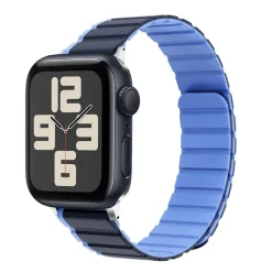 Für Apple Watch SE 2023 44mm Magnetisches Design Silikon Armband Blau ^ Wigento Best