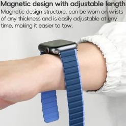 Wigento Für Apple Watch SE 2023 44mm Magnetisches Design Silikon Armband Grün New