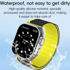 Wigento Für Apple Watch SE 2023 44mm Magnetisches Design Silikon Armband Grün New