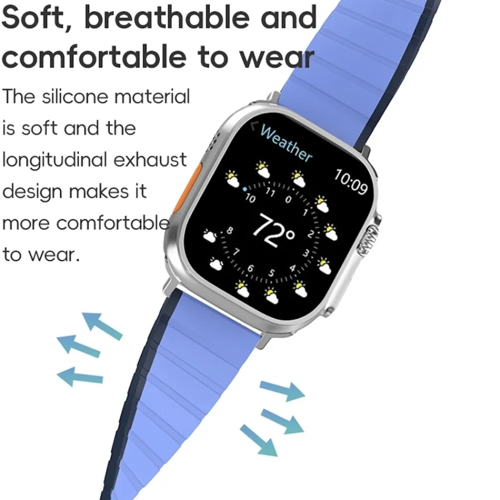 Wigento Für Apple Watch SE 2023 44mm Magnetisches Design Silikon Armband Grün New