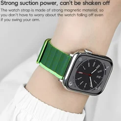 Wigento Für Apple Watch SE 2023 44mm Magnetisches Design Silikon Armband Grün New