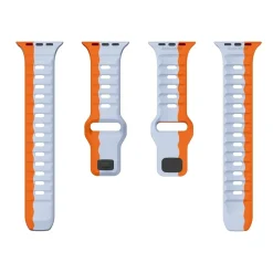 Wigento Für Apple Watch SE 2023 40mm Silikon Wellenstruktur Armband Orange