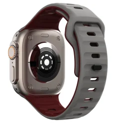 Für Apple Watch SE 2023 44mm Silikon Wellenstruktur Armband Grau ^ Wigento Best