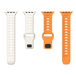 Wigento Für Apple Watch SE 2023 44mm Silikon Wellenstruktur Armband Beige