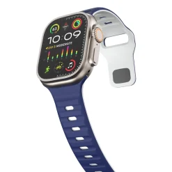 Wigento Für Apple Watch Ultra 2 / 1 49mm Silikon Design Wellen Armband D- Blau Best