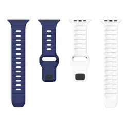 Wigento Für Apple Watch Ultra 2 / 1 49mm Silikon Design Wellen Armband D- Blau Best