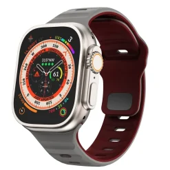 Wigento Für Apple Watch Ultra 2 / 1 49mm Silikon Design Wellen Armband Grau Hot