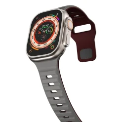 Wigento Für Apple Watch Ultra 2 / 1 49mm Silikon Design Wellen Armband Grau Hot