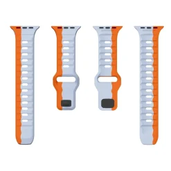 Für Apple Watch Ultra 2 / 1 49mm Silikon Design Wellen Armband Orange ^ Wigento New