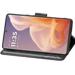 Wigento Für Motorola Moto G85 Kunstleder Schmetterling Wallet Hülle Schwarz Sale