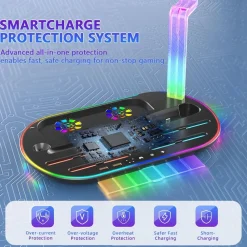 Für Nintendo Switch 2 RGB Licht Ladestation mit Kühlung Ablage Schwarz ^ Wigento Best