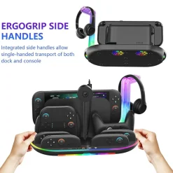 Für Nintendo Switch 2 RGB Licht Ladestation mit Kühlung Ablage Schwarz ^ Wigento Best