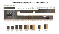 Frontblende für integrierten Geschirrspüler 60 cm Stilo Grau + Eiche Artisan ^ Küchen-Preisbombe