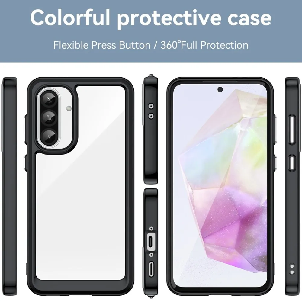Wigento Für Samsung Galaxy A56 / A36 Colorful Series TPU Acryl Hülle Schwarz Outlet