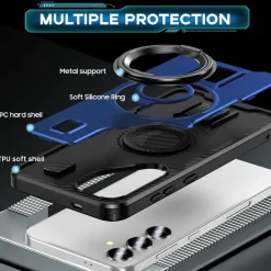 Wigento Für Samsung Galaxy S25 5G Carbonfaser Ringhalter Hybrid TPU Hülle Blau Online