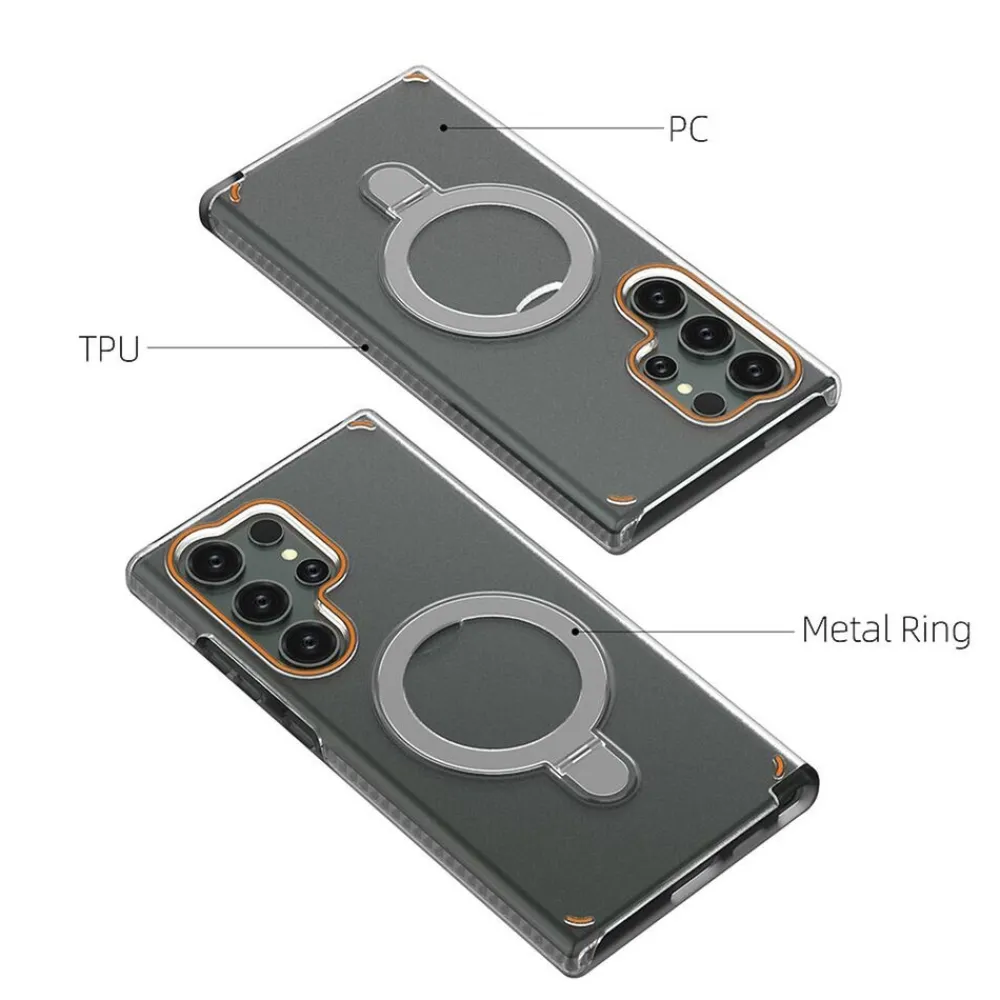 Wigento Für Samsung Galaxy S25 Ultra 5G MagSafe Ringhalter Hülle Schwarz