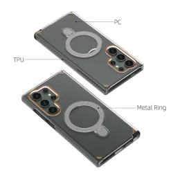 Wigento Für Samsung Galaxy S25 Ultra 5G MagSafe Ringhalter Hülle Schwarz