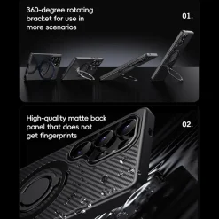 Wigento Für Samsung Galaxy S25 Ultra MagSafe Carbon Design TPU 360 Ring Hülle Hot