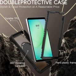 Wigento Für Samsung Galaxy Tab A11 Hybrid Ringgriff Schutz Hülle Schwarz Sale
