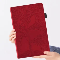 Wigento Für Samsung Galaxy Tab S11 aufstellbare Baum Kunstleder Tasche Rot Outlet