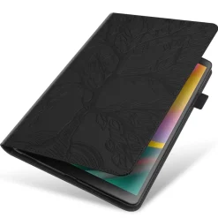Wigento Für Samsung Galaxy Tab S11 aufstellbare Baum Kunstleder Tasche Schwarz New
