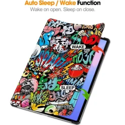 Wigento Für Samsung Galaxy Tab S10 FE Plus 3folt Wake UP Smart Hülle Graffiti