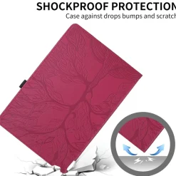 Wigento Für Samsung Galaxy Tab S10 FE Plus 360 Baum Kunstleder Tasche Rot Clearance