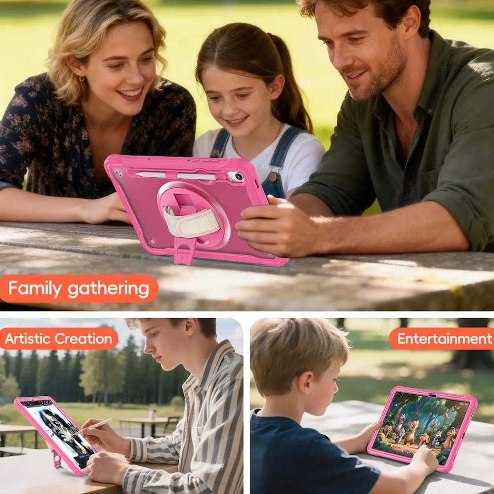 Wigento Für Samsung Galaxy Tab S11 360 Grad Rotation Heavy Hybrid Hülle Rosa Online