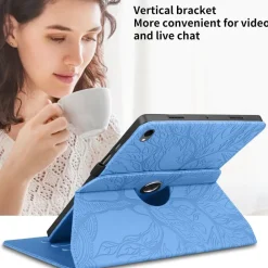 Für Samsung Galaxy Tab S11 360 Rotation Baum Kunstleder Tasche Blau ^ Wigento Hot