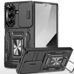 Wigento Für Samsung Galaxy Z Fold7 5G Armor Kamera TPU PC Ring Hülle Schwarz Online