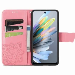 Wigento Für ZTE Blade A75 4G Kunstleder Schmetterling Wallet Hülle Tasche Pink Clearance