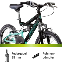 FS180 Kinderfahrrad 6 Gang 18 Zoll ab 6 Jahre 115 - 130 cm Mountainbike Fully für Jungen und Mädchen MTB Fahrrad Fullybike ^ Galano Hot