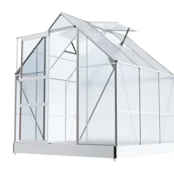 GARMIO ® Gewächshaus CUNEO 190x190cm für den Garten, Alu Frühbeet inklusive Fundament, 2 Dachfenster Treibhaus Aufzucht Sale