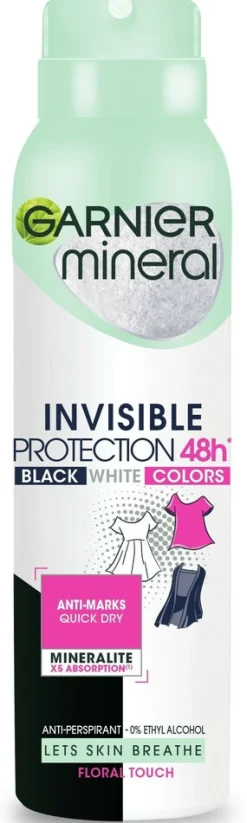 Garnier Mineral Deod Spray 48h Floral Touch - Schwarz, Weiß, 150ml