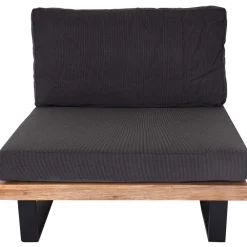 Garten-Garnitur mit Sessel -H54, Lounge-Set Sofa, Spun Poly Akazie Holz MVG Aluminium ~ hellbraun, Polster dunkelgrau ^ MCW