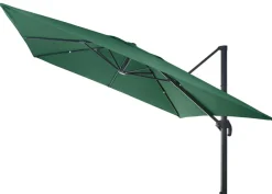 Gastronomie-Ampelschirm -A96, Sonnenschirm 3x3m (Ø4,24m) Polyester Alu/Stahl 23kg ~ dunkelgrün mit Ständer, drehbar ^ MCW Discount