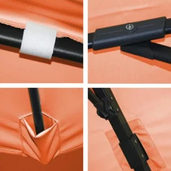 Gastronomie-Ampelschirm -A96, Sonnenschirm, 3x4m (Ø5m) Polyester/Alu 26kg ~ Flap, terracotta ohne Ständer, drehbar ^ MCW Online