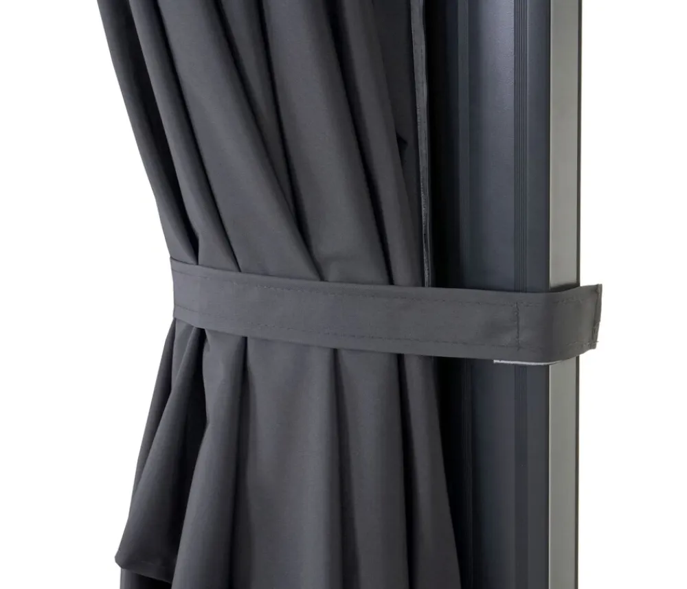 Gastronomie-Ampelschirm -A96, 3x4m (Ø5m) Polyester Alu/Stahl 26kg ~ anthrazit mit Ständer ^ MCW New
