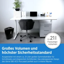 Genie 580 Aktenvernichter 10 Blatt Partikelschnitt und CD Vernichtung schwarz Best