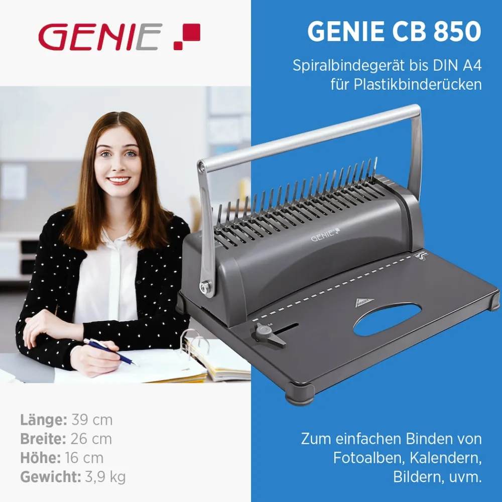 CB850 Bindegerät Bindemaschine Spiralbindegerät Stanzgerät Binder A4 Buch ^ Genie Sale