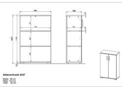 Germania Aktenschrank 4247-559 GW-Profi, Eiche-Nb., mit Metallgriffen, 80 x 123 x 40 cm (BxHxT) Eiche-Nachbildung Sale