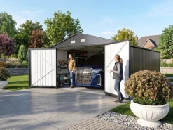 Gerätehaus aus verzinktem Stahl – Grau ^ Prestige Home Sale