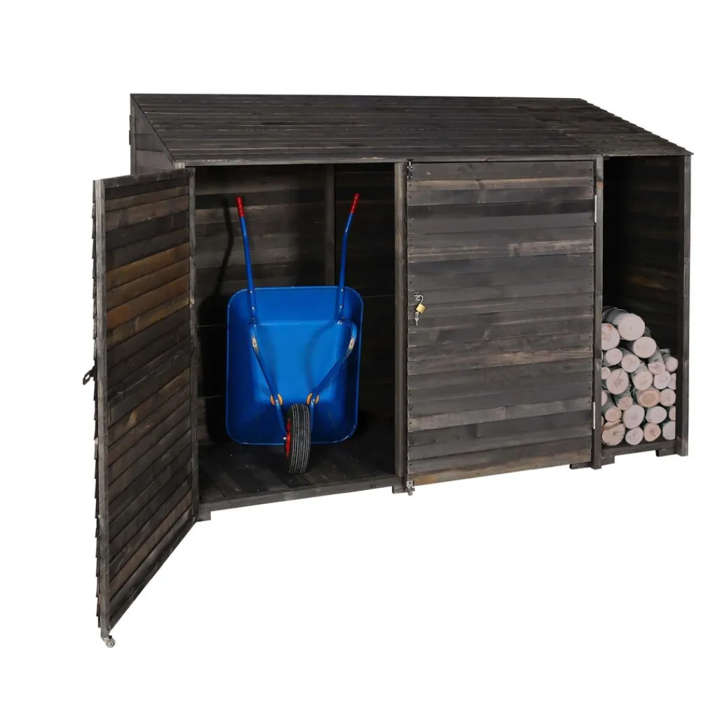 MCW Geräteschuppen -J75, Geräteschrank Gerätehaus, Holz gebeizt MVG-zertifiziert, 180x250x93cm ~ anthrazit-grau Sale