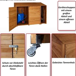 MCW Geräteschuppen -J75, Geräteschrank Gerätehaus, Holz gebeizt MVG-zertifiziert, 180x250x93cm ~ anthrazit-grau Sale