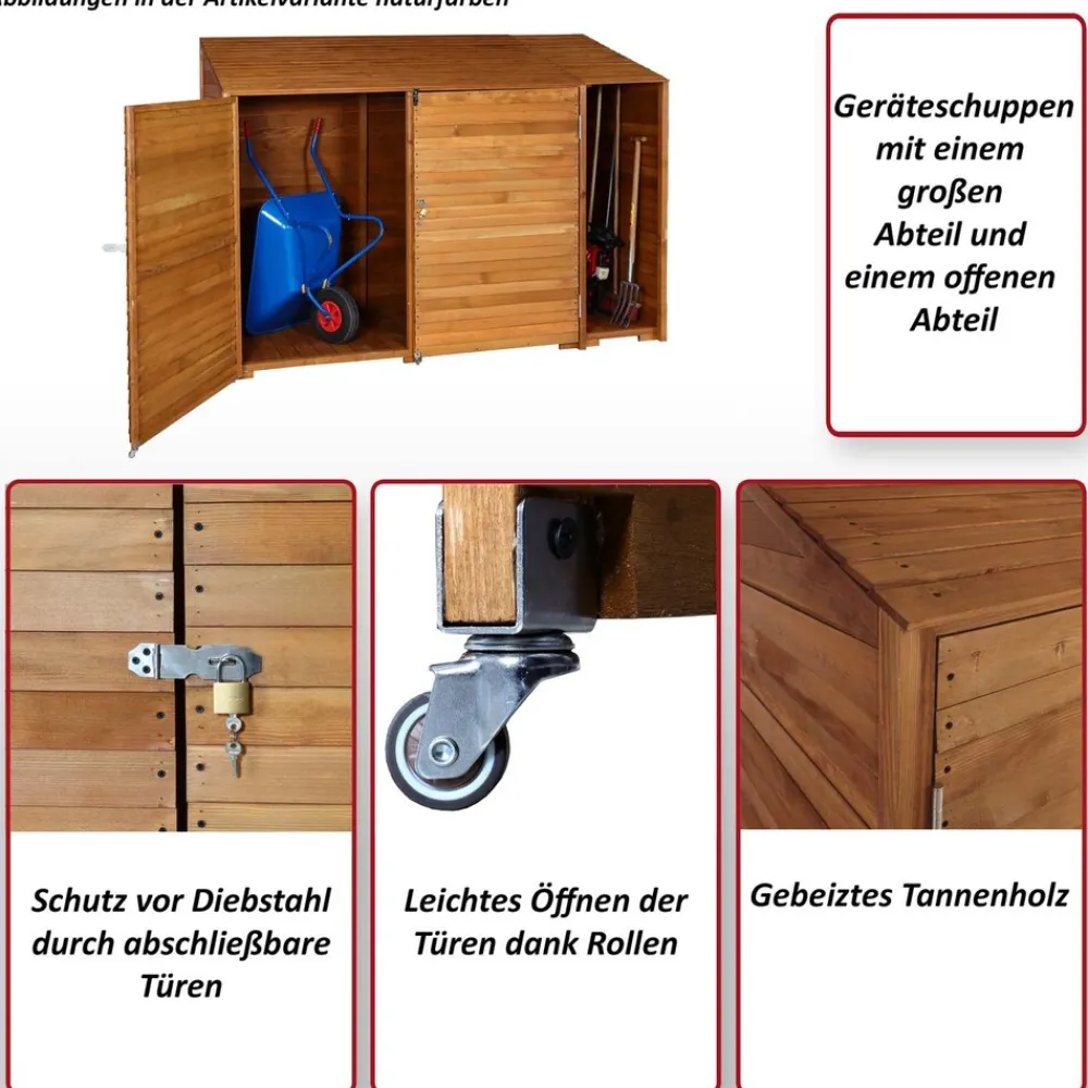 MCW Geräteschuppen -J75, Geräteschrank Gerätehaus, Holz gebeizt MVG-zertifiziert, 180x250x93cm ~ anthrazit-grau Sale