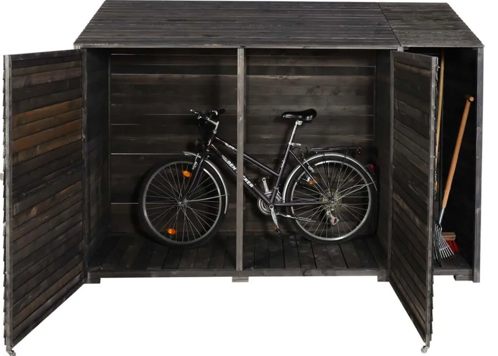 MCW Geräteschuppen -J75, Geräteschrank Gerätehaus, Holz gebeizt MVG-zertifiziert, 180x250x93cm ~ anthrazit-grau Sale
